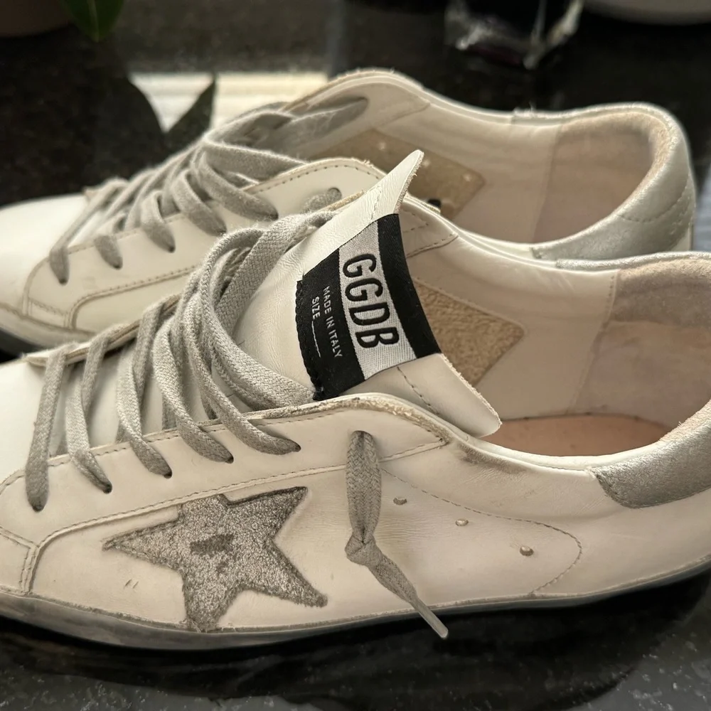 GOLDEN GOOSE WOMENS SUPERSTAR WHITE LEATHER SILVER STAR 40 WORN 1X LKNW - Picture 3 of 16